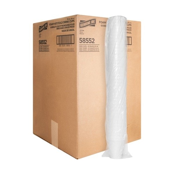 Genuine Joe FOAM CUPS, 12 OZ., WHITE, 25PK GJO58552 - main